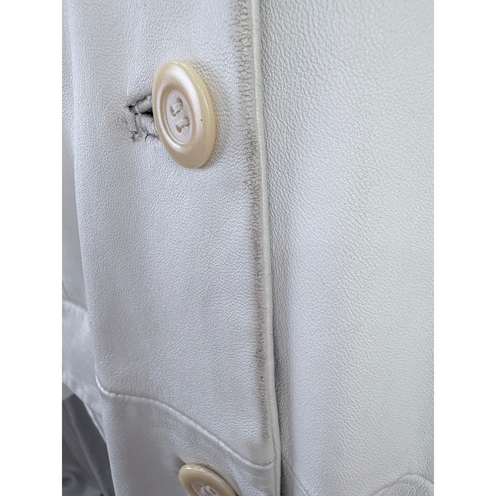 Terry Lewis Classic Luxuries White Genuine Leather Long Coat Size 1X - Picture 6 of 13